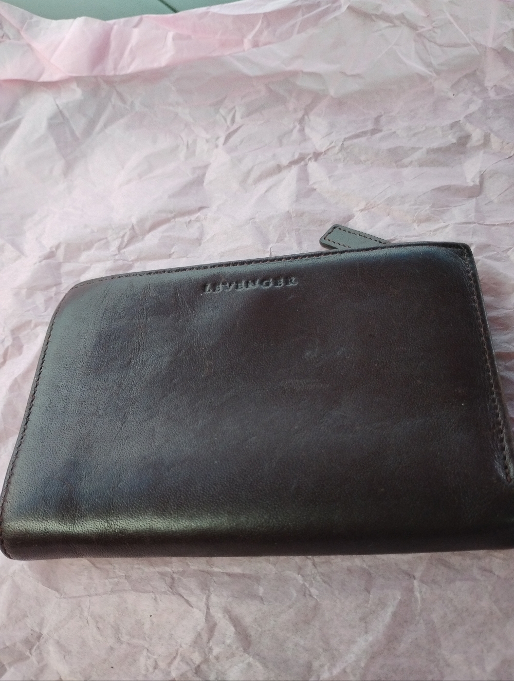 Levenger Dark Brown Leather Zip Organizer